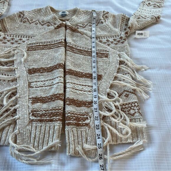 Old Navy Fringed Cotton Blend Southwestern Boho Waterfall Cardigan Sweater - Picture 10 of 14